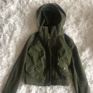 Aritzia TNA green military hood army jacket xxs 0